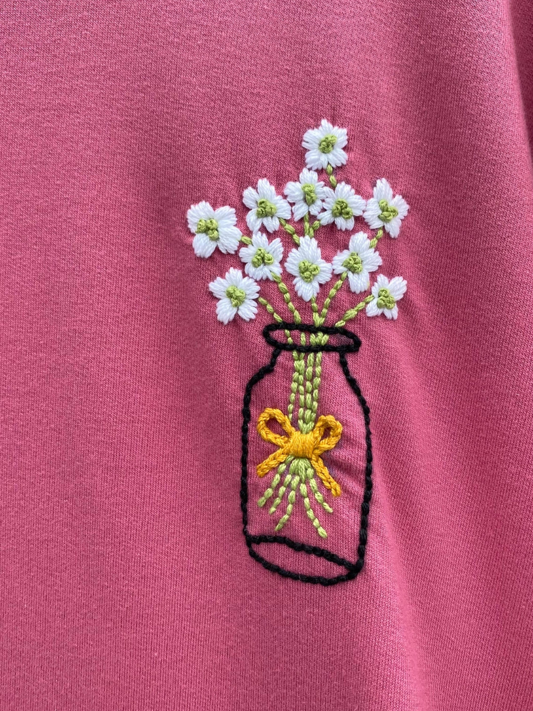 Daisy Pot Hand Embroidered Oversize Unisex T-Shirt