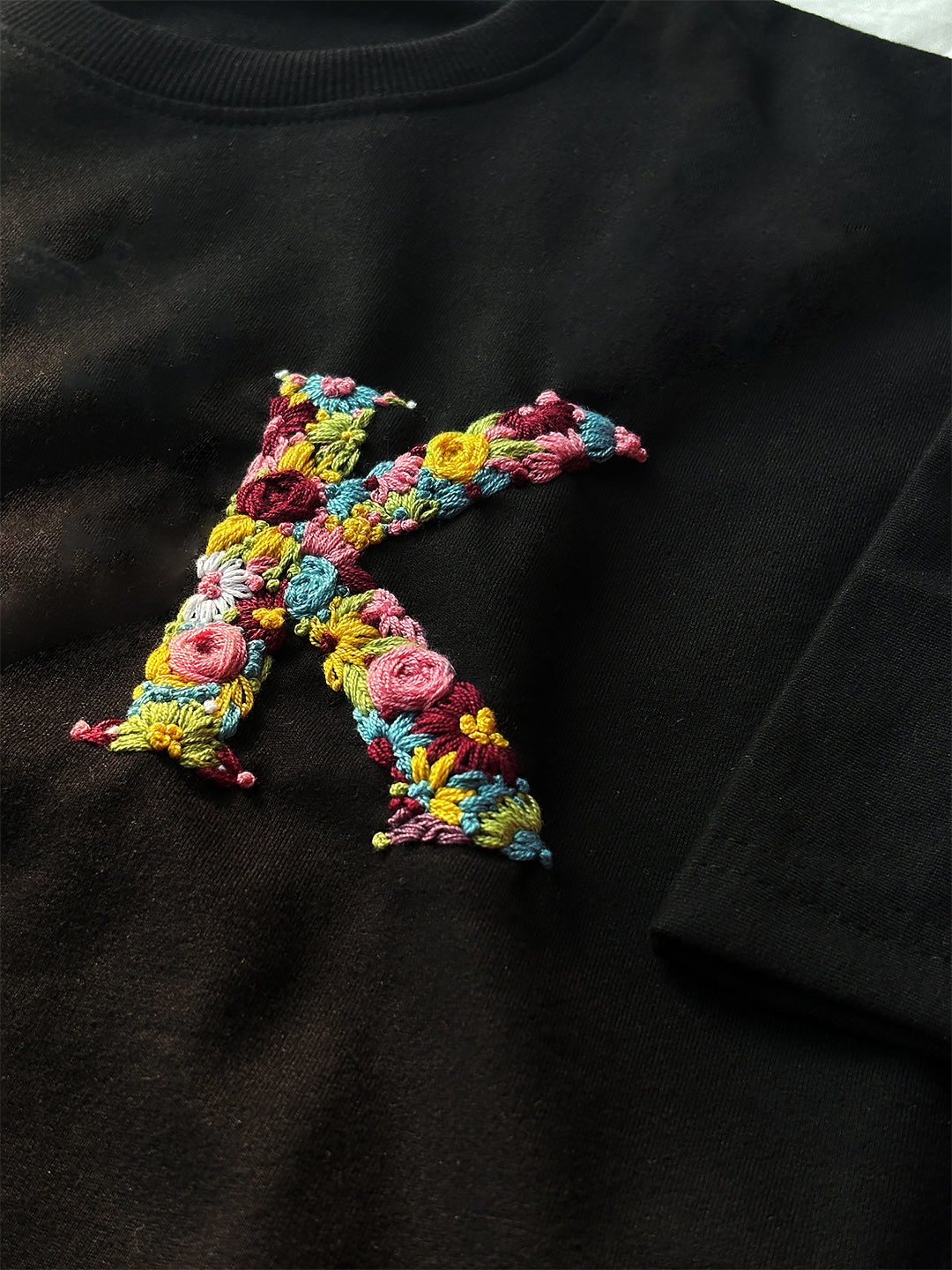 Black - Unisex Hand Embroidered Oversize T-Shirt