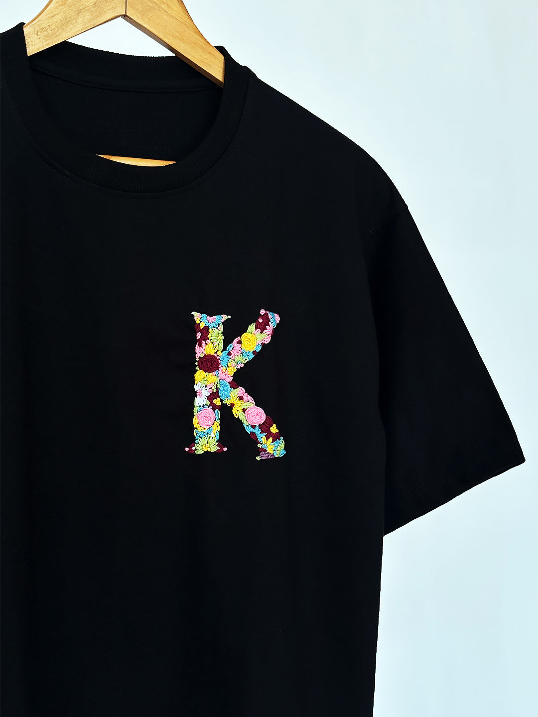 Black - Unisex Hand Embroidered Oversize T-Shirt