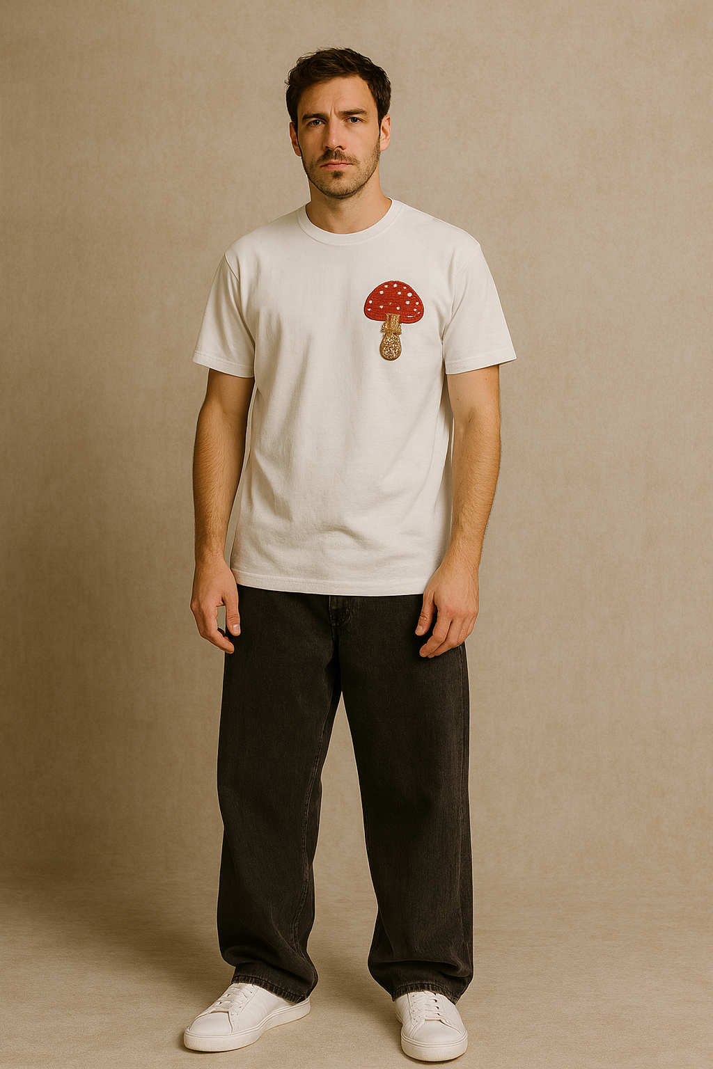 Shroom Spot Hand Embroidered Oversize Unisex T-Shirt