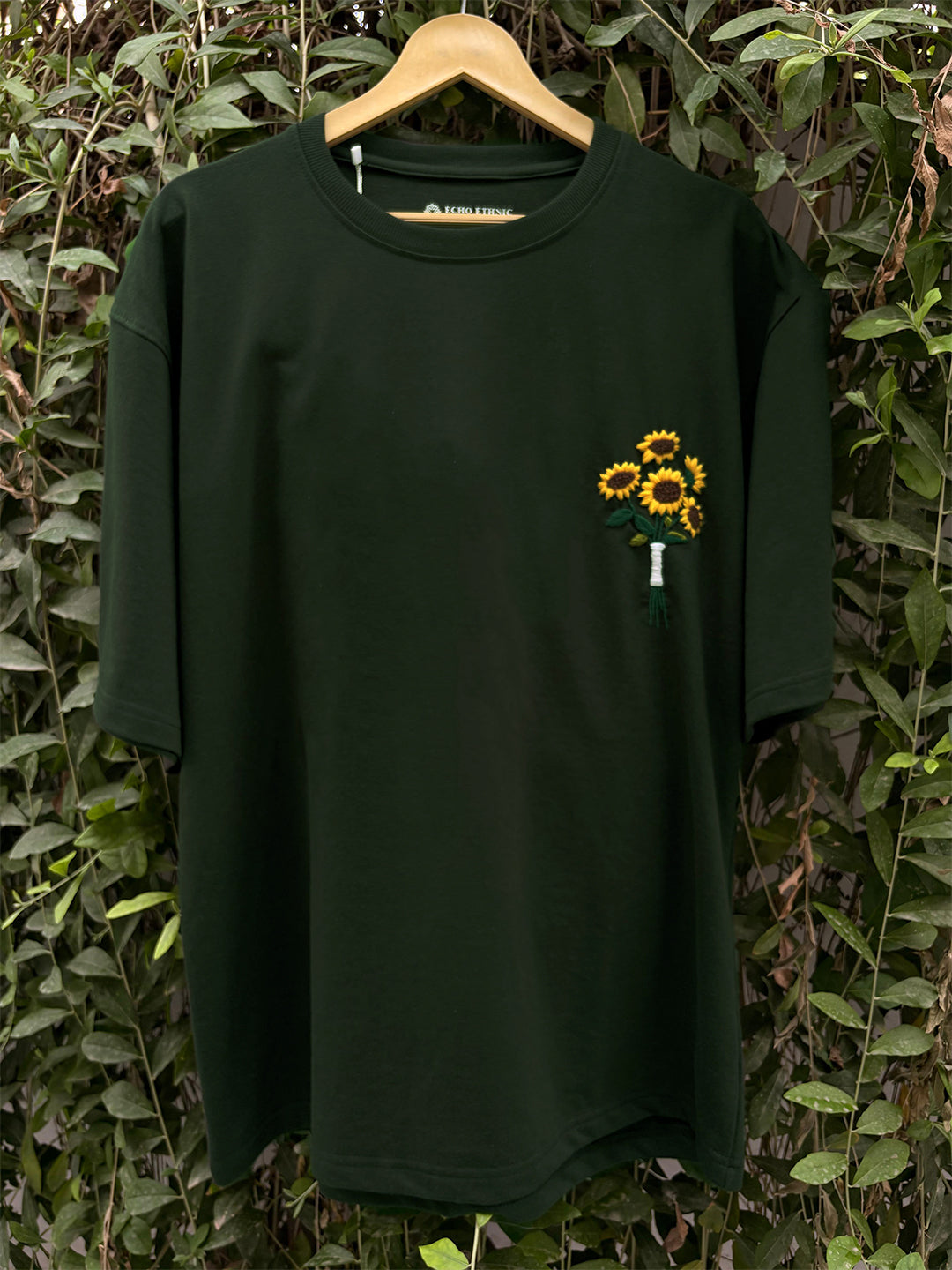 Sunshine Bloom Hand Embroidered Oversize Unisex T-Shirt
