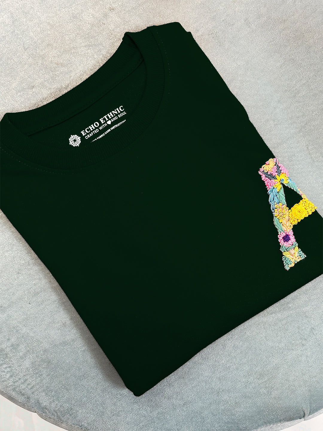 Green - Unisex Hand Embroidered Oversize T-Shirt