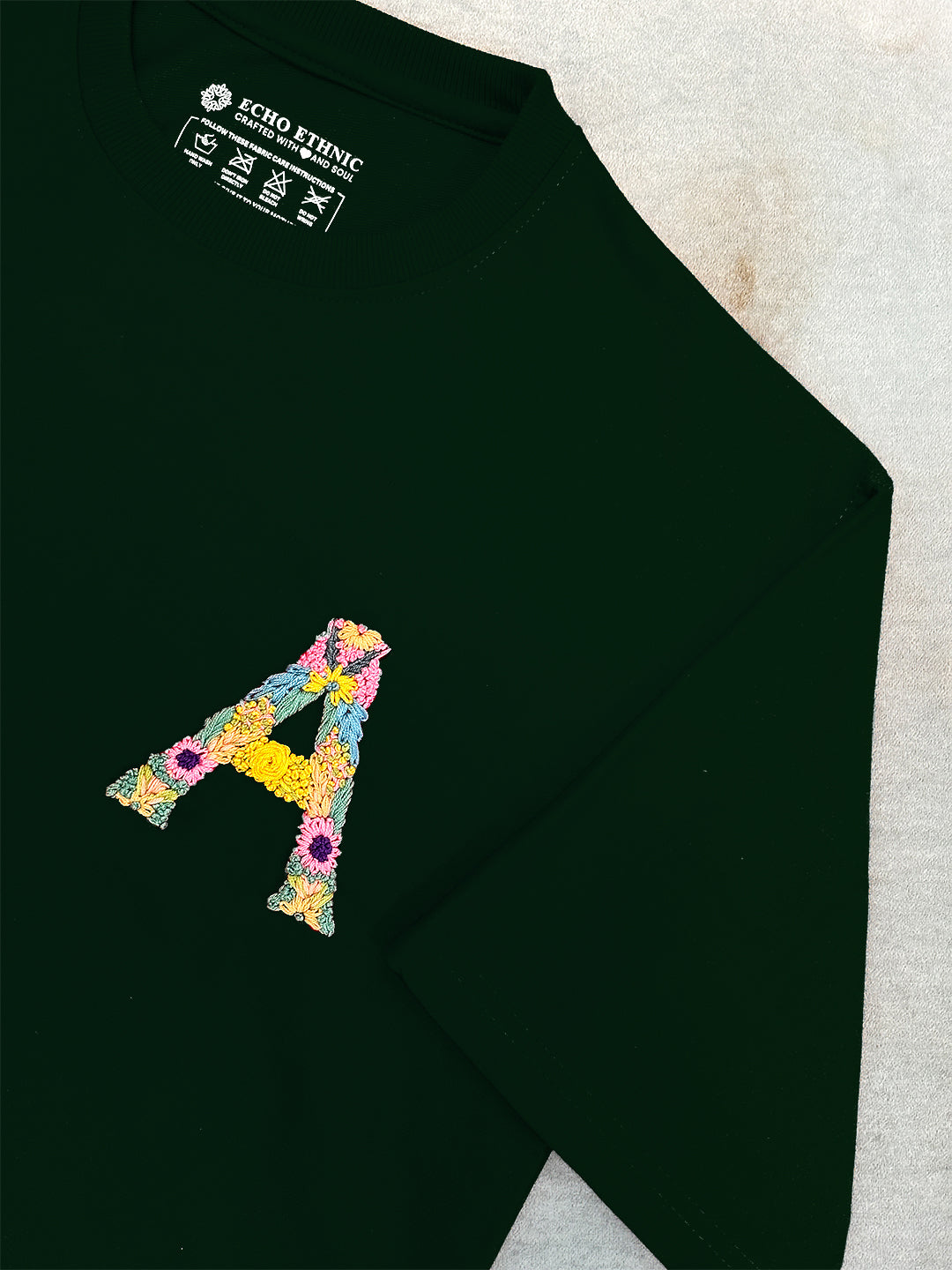 Green - Unisex Hand Embroidered Oversize T-Shirt