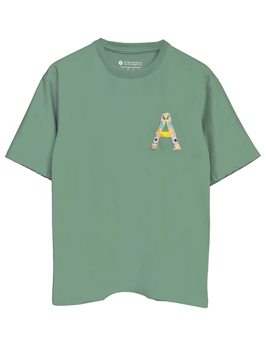 Light Green - Unisex Hand Embroidered Oversize T-Shirt