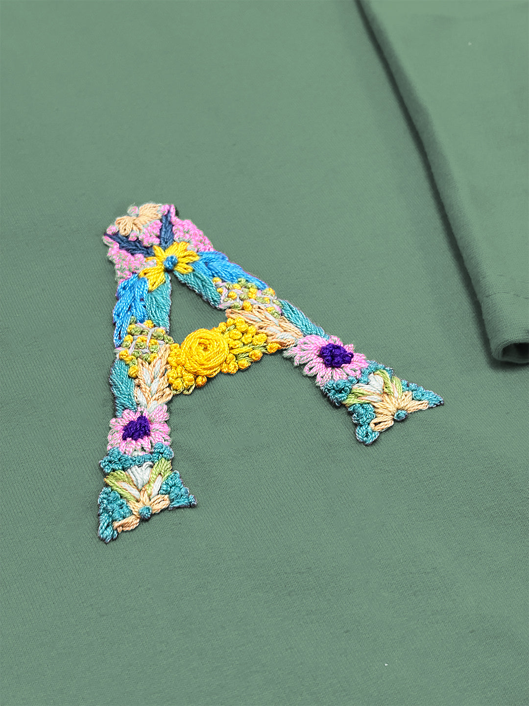 Light Green - Unisex Hand Embroidered Oversize T-Shirt