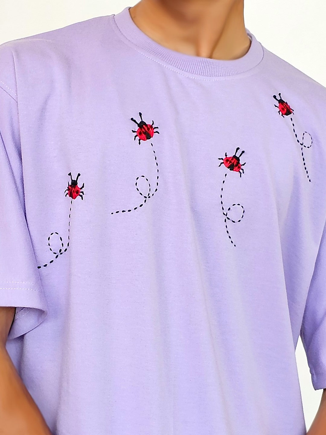Lucky Bug Hand Embroidered Oversize T Shirt Unisex