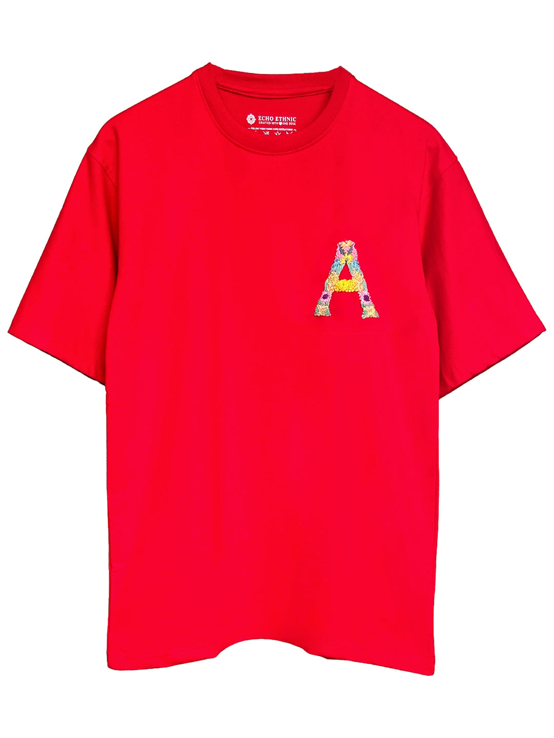 Red - Unisex Hand Embroidered Oversize T-Shirt