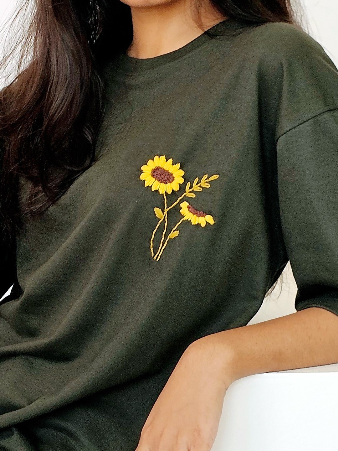 Sunshine Vibe Hand Embroidered Oversize T Shirt Unisex