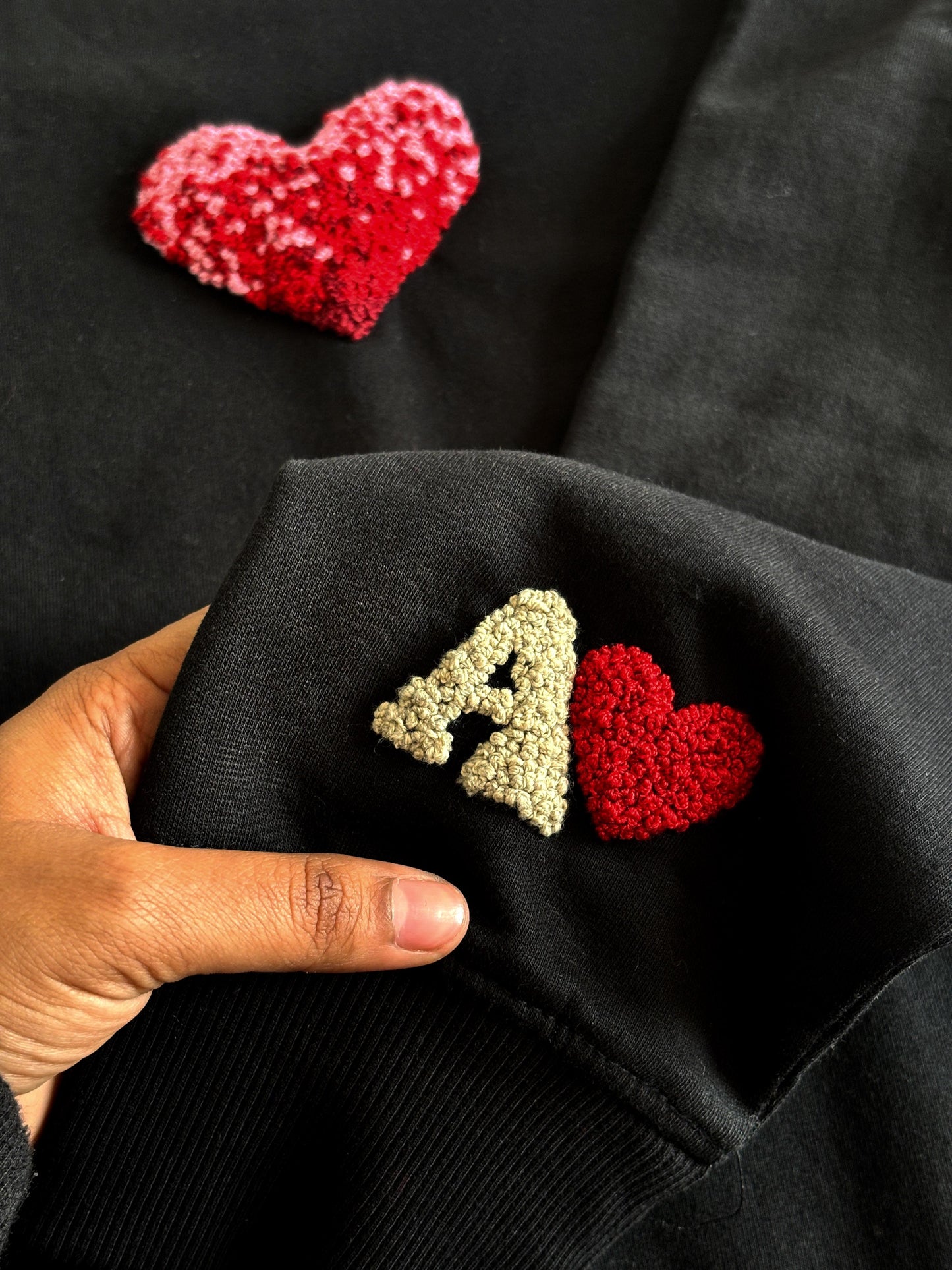 The Initial Touch – Hand-Embroidered Heart Sweatshirt