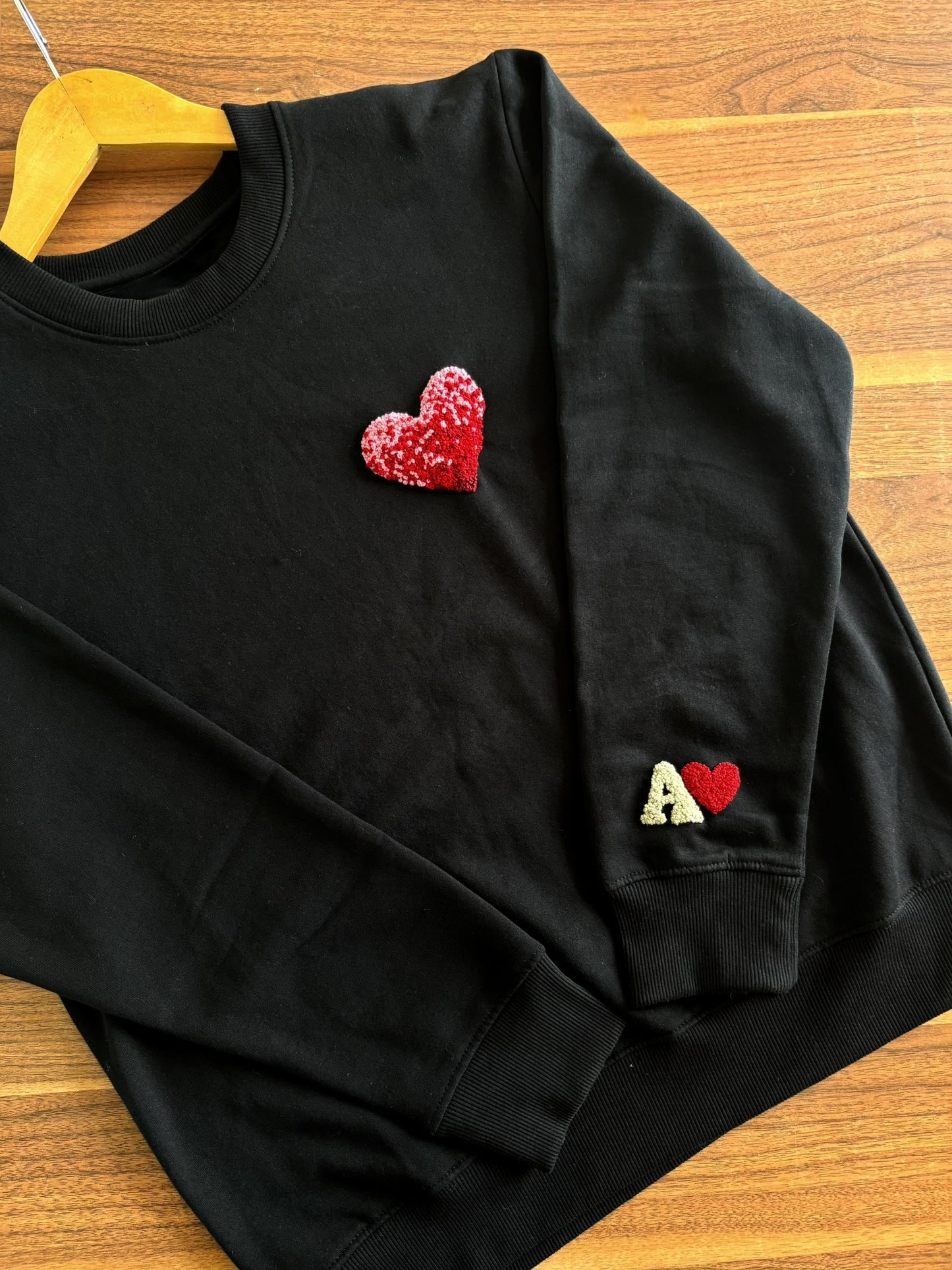 The Initial Touch – Hand-Embroidered Heart Sweatshirt