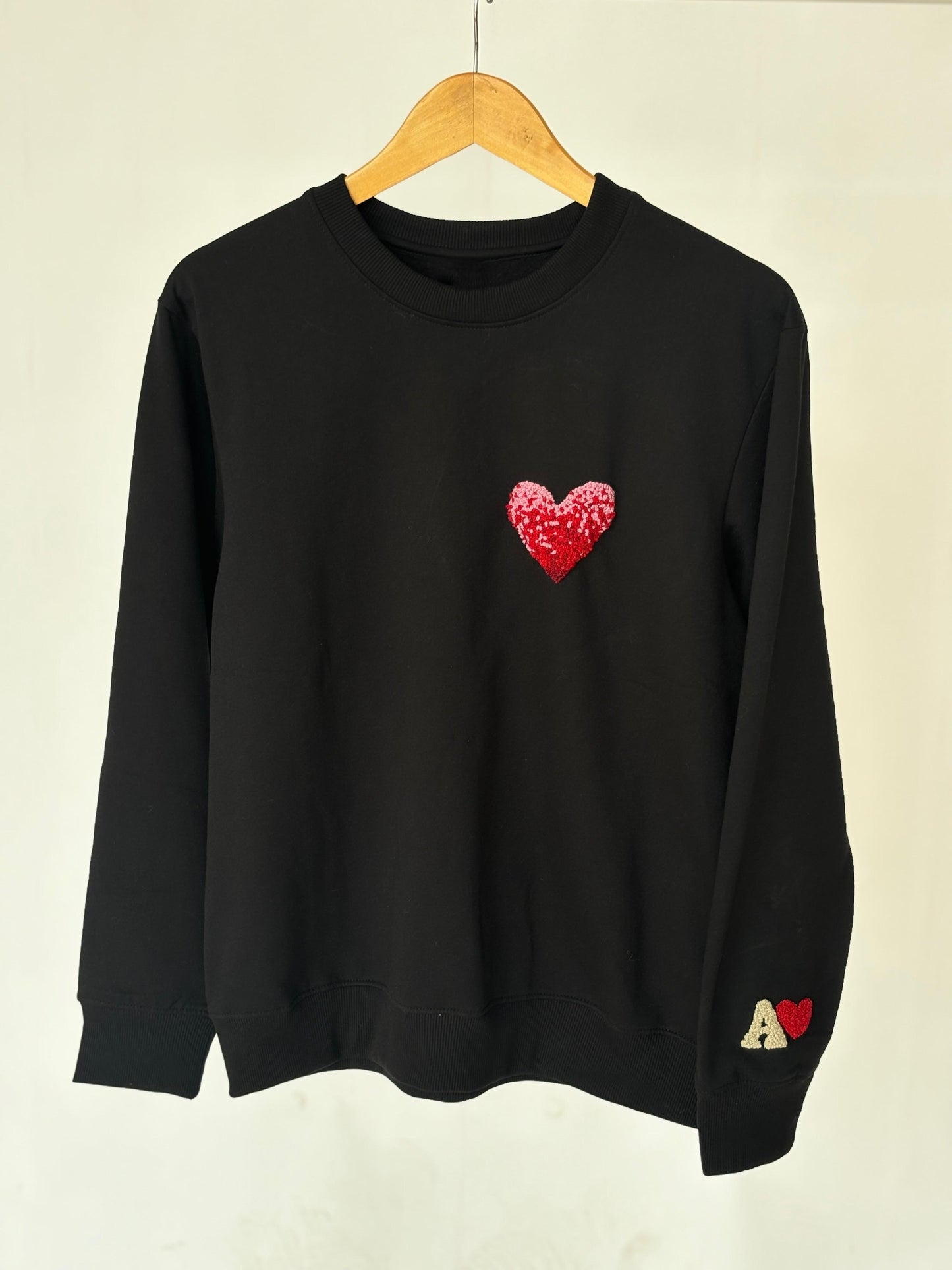 The Initial Touch – Hand-Embroidered Heart Sweatshirt