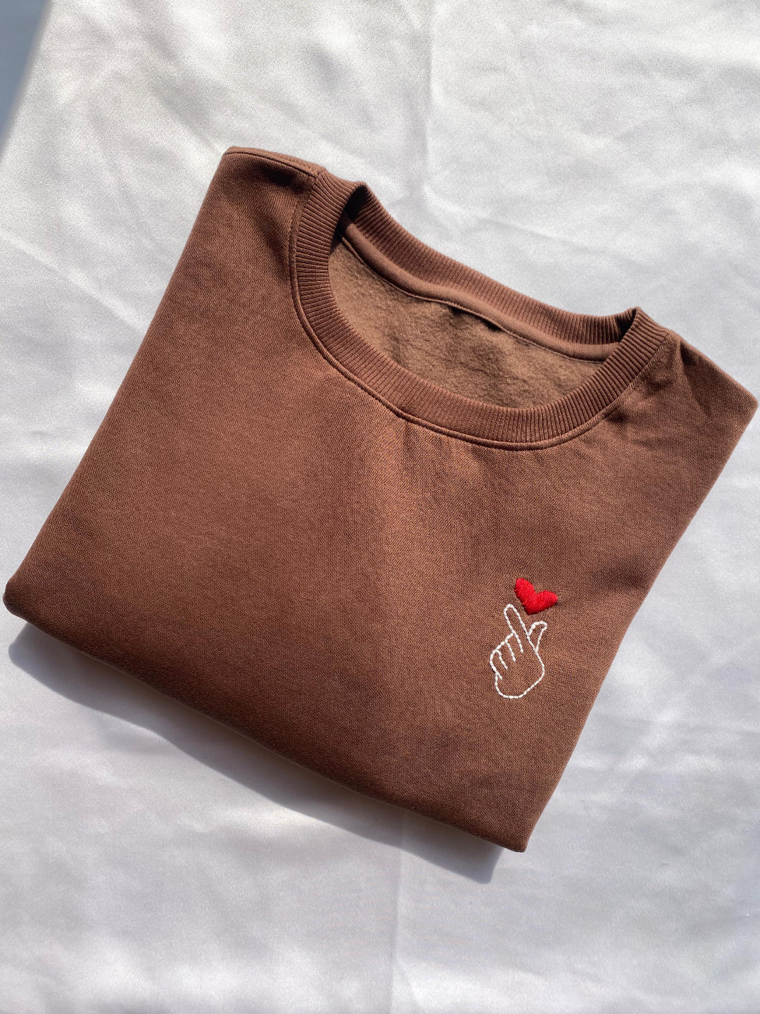 Korean Heart - Hand Embroidered Cropped Sweatshirt