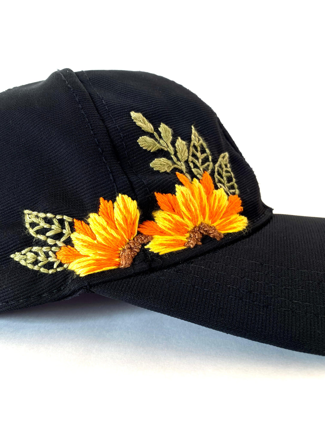 Golden Bloom – Hand Embroidered Cap