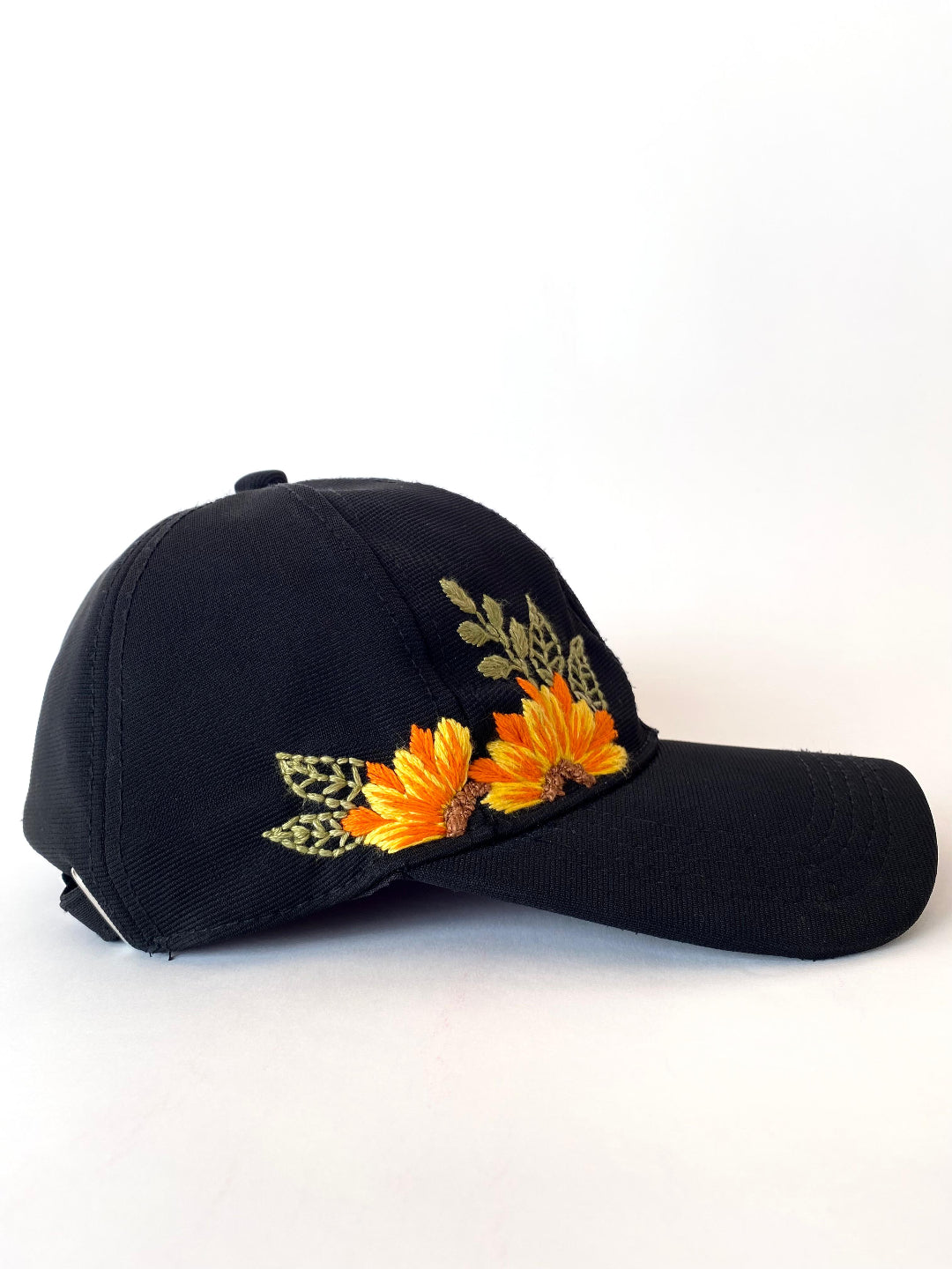 Golden Bloom – Hand Embroidered Cap