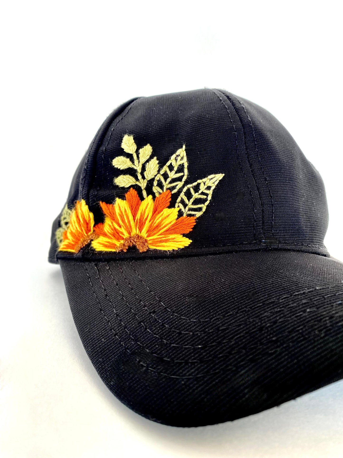 Golden Bloom – Hand Embroidered Cap