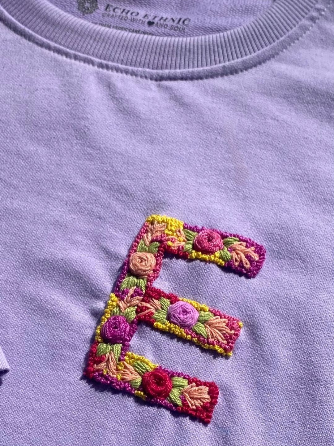 Lavender - Unisex Hand Embroidered Oversize T-Shirt
