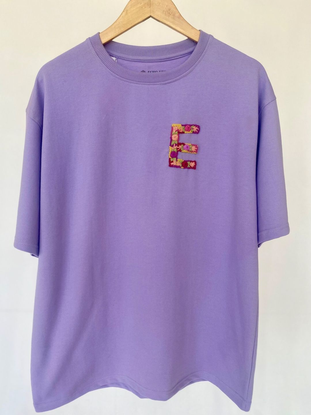 Lavender - Unisex Hand Embroidered Oversize T-Shirt