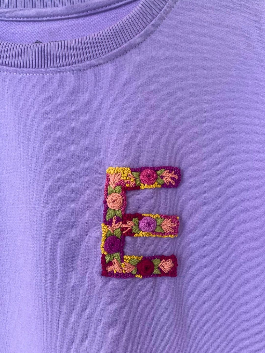 Lavender - Unisex Hand Embroidered Oversize T-Shirt