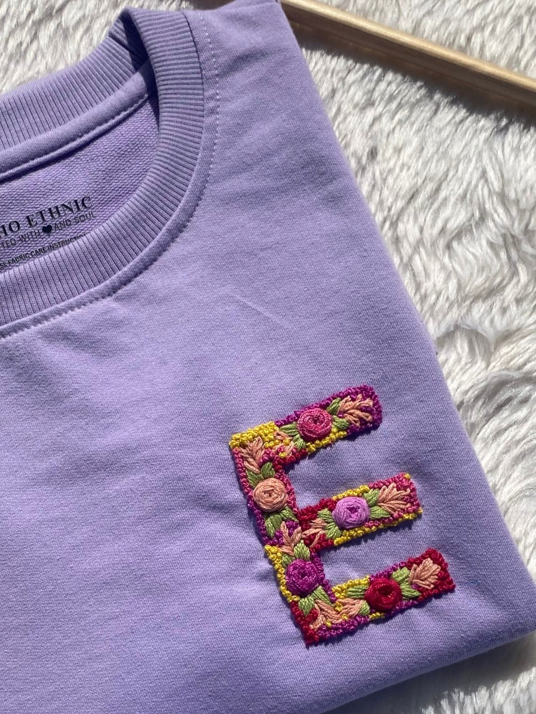 Lavender - Unisex Hand Embroidered Oversize T-Shirt