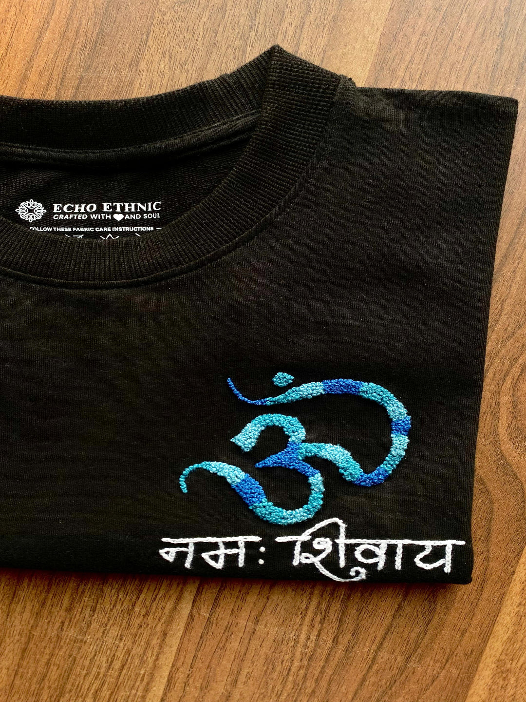 Om Namah Shivaya Hand-Embroidered T-Shirt