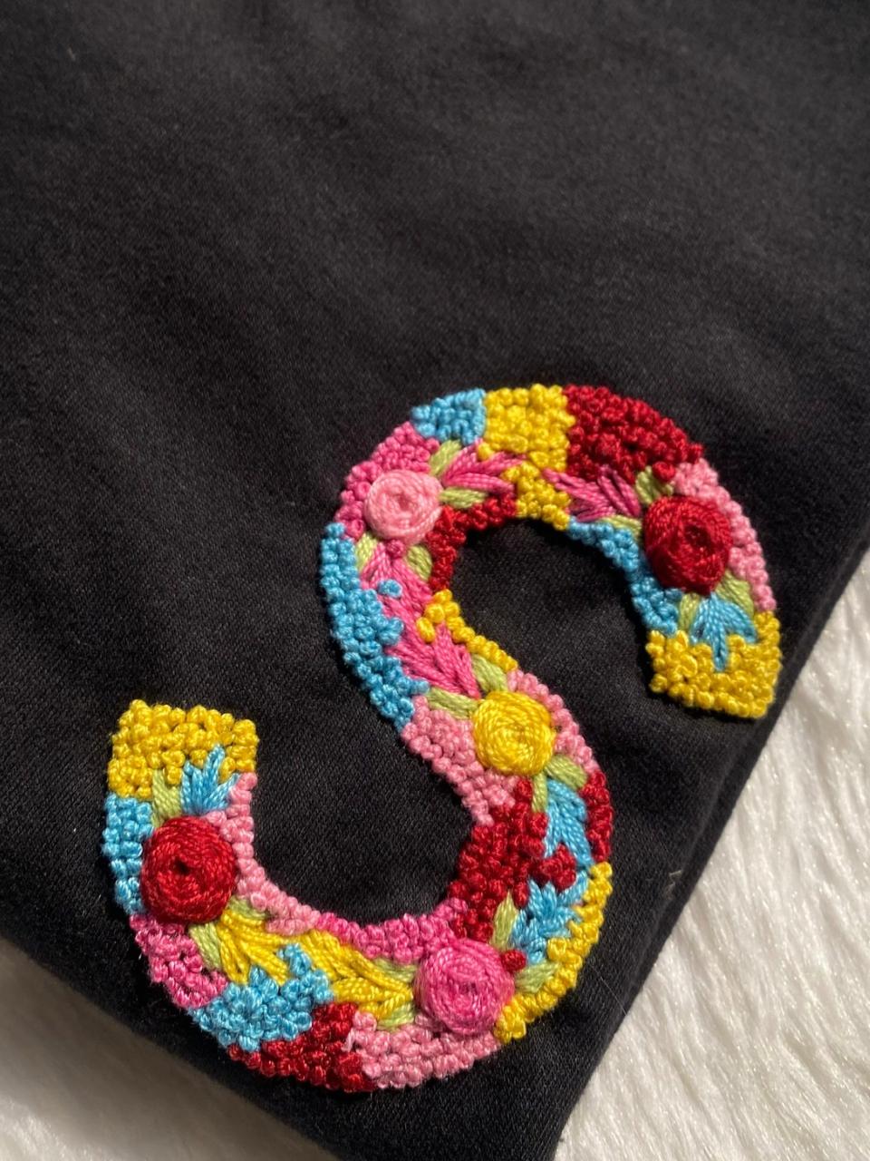 Black - Unisex Hand Embroidered Oversize T-Shirt