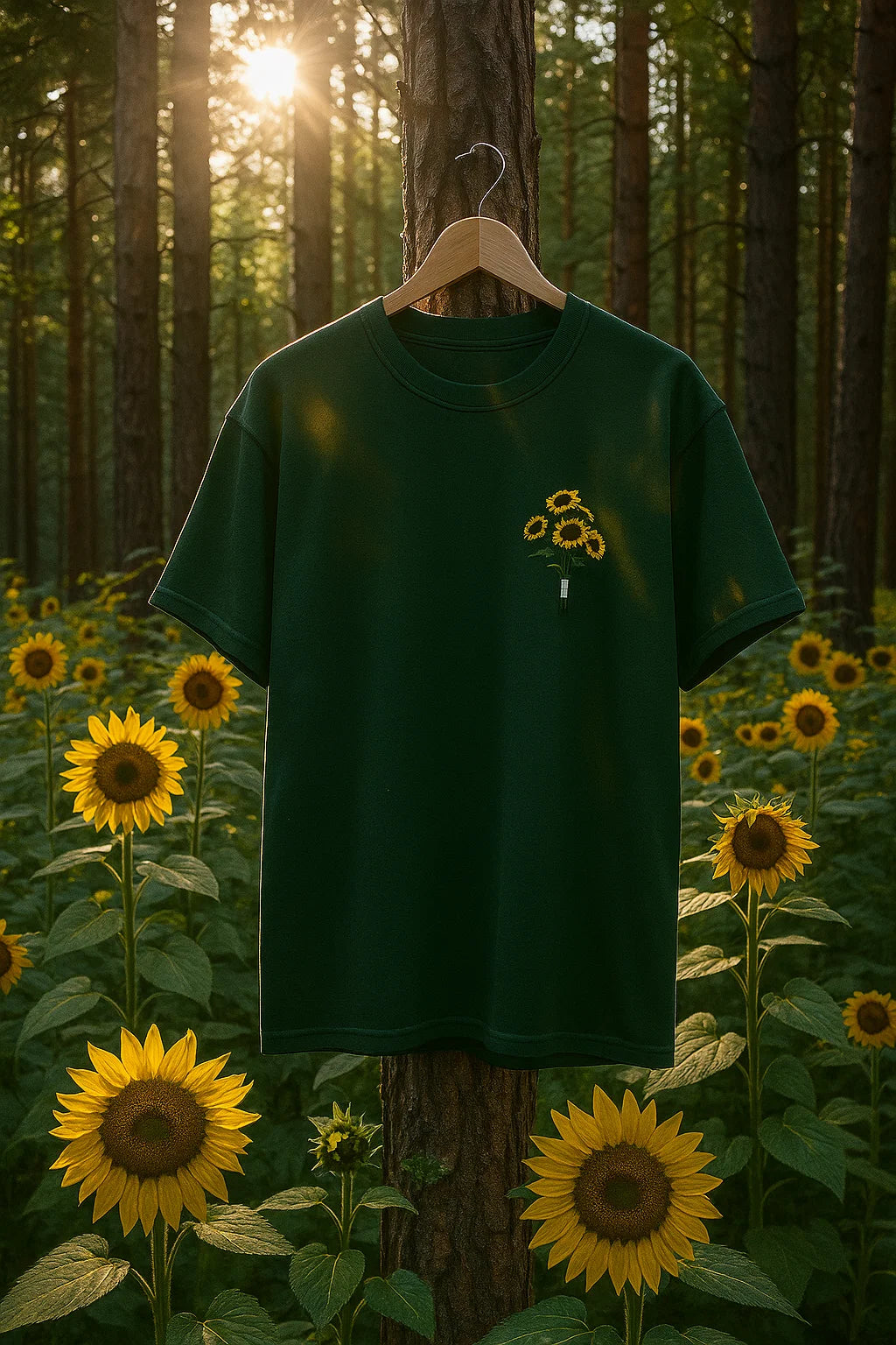 Sunshine Bloom Hand Embroidered Oversize Unisex T-Shirt