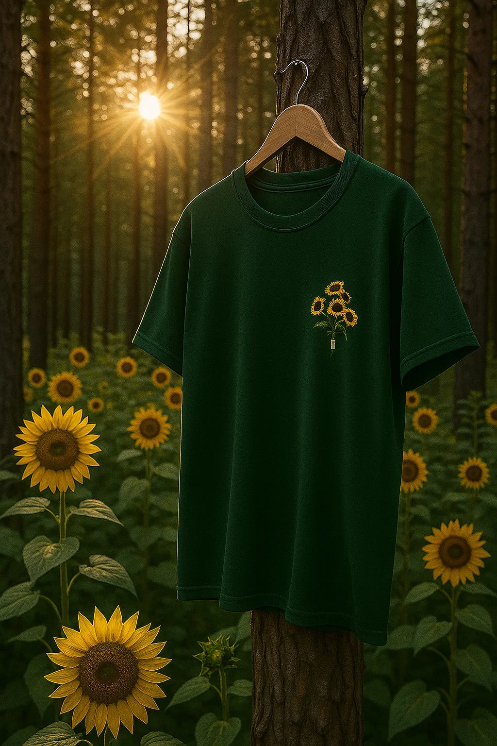 Sunshine Bloom Hand Embroidered Oversize Unisex T-Shirt