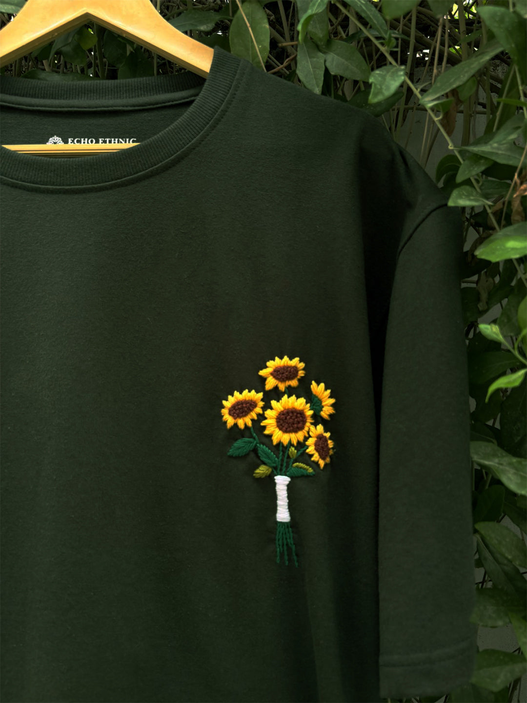 Sunshine Bloom Hand Embroidered Oversize Unisex T-Shirt
