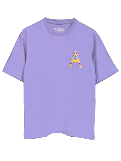 Lavender - Unisex Hand Embroidered Oversize T-Shirt