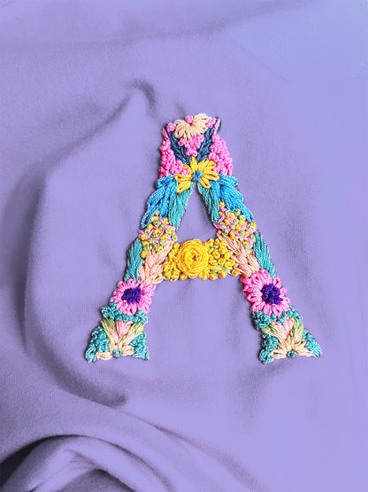 Lavender - Unisex Hand Embroidered Oversize T-Shirt