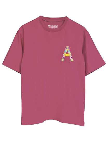 Pink - Initial Impressions Hand Embroidered Oversize T Shirt Unisex