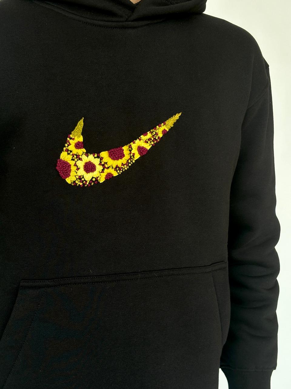 Black : Unisex Hand Embroidered Hoodie