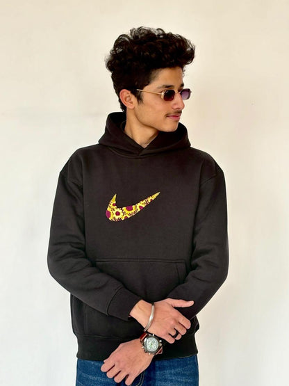 Black : Unisex Hand Embroidered Hoodie